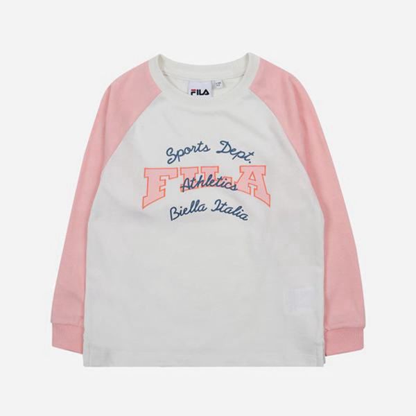 Camisetas Fila Menina Branco/Rosa - Fila School Crew Neck L/S Loja Online Portugal,LBDU-19678